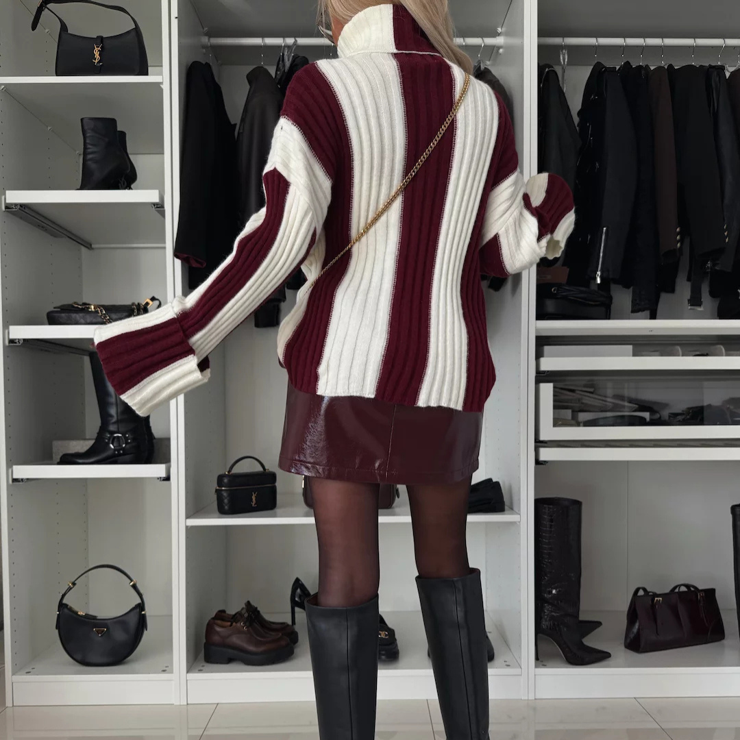 Vera® | Striped knitted sweater with a turtleneck