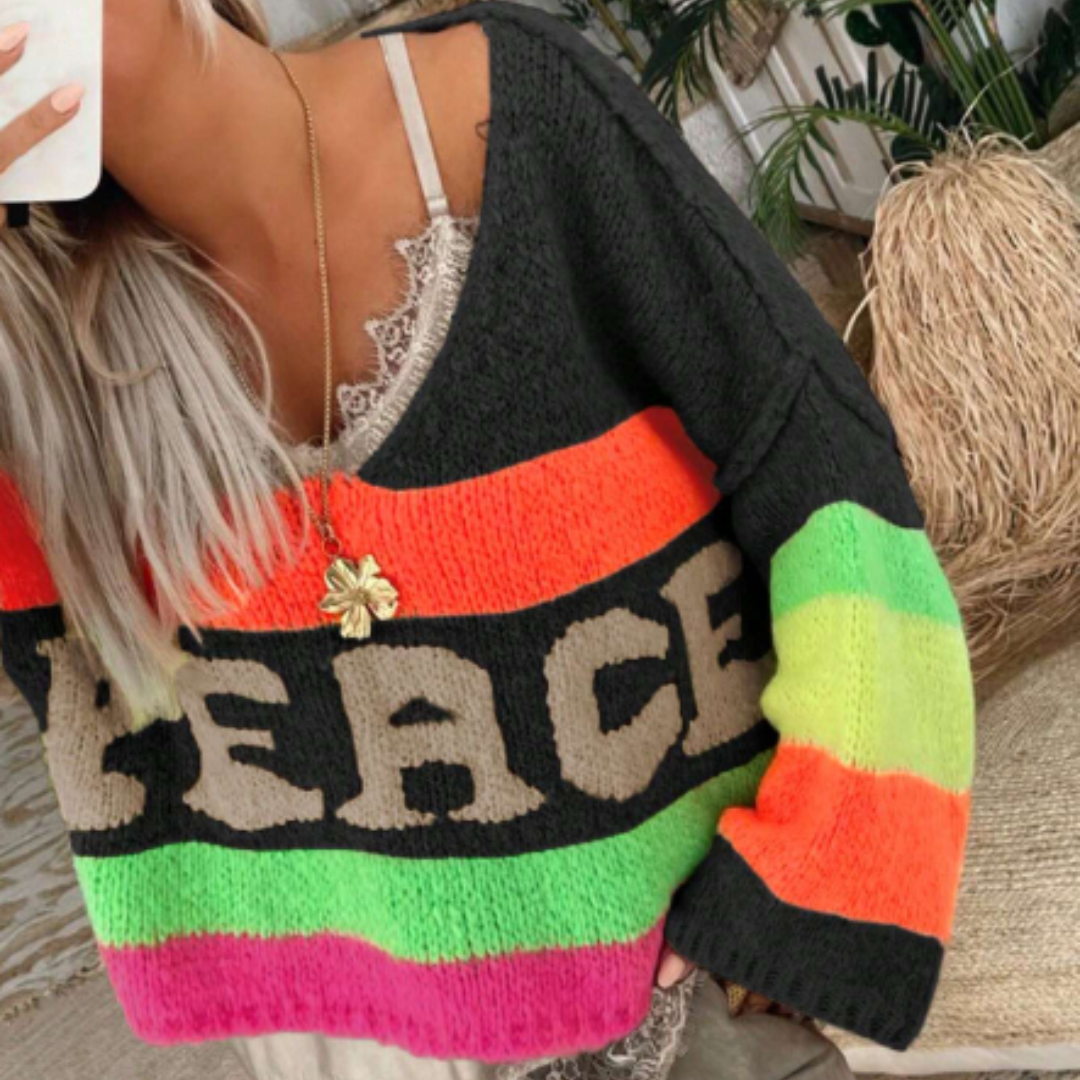 Wilhelmina® | Fluorescent Peace Knit Sweater