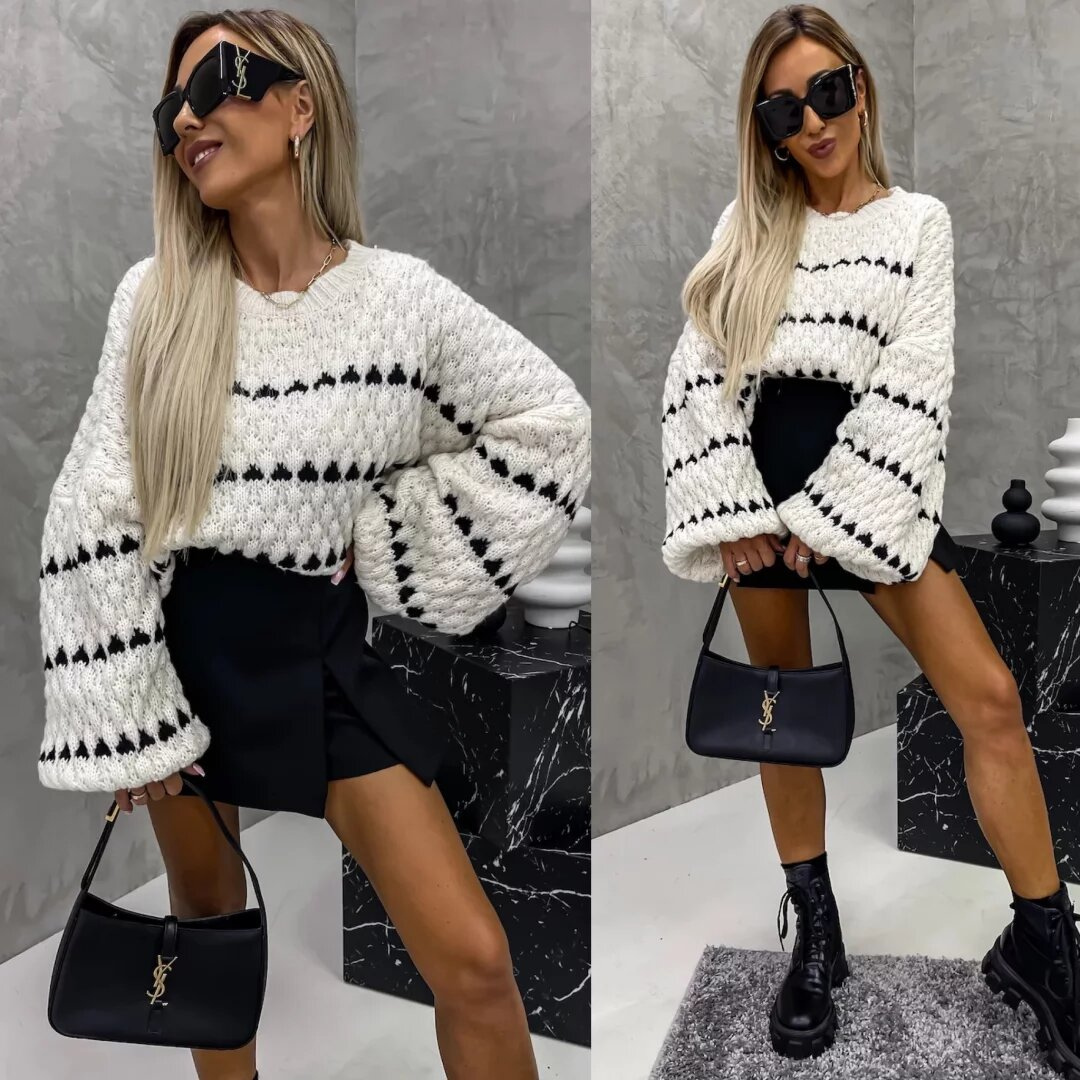 Zaida® | Black and white knitted sweater