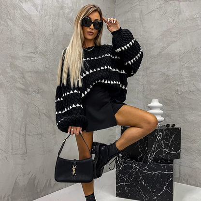 Zaida® | Black and white knitted sweater