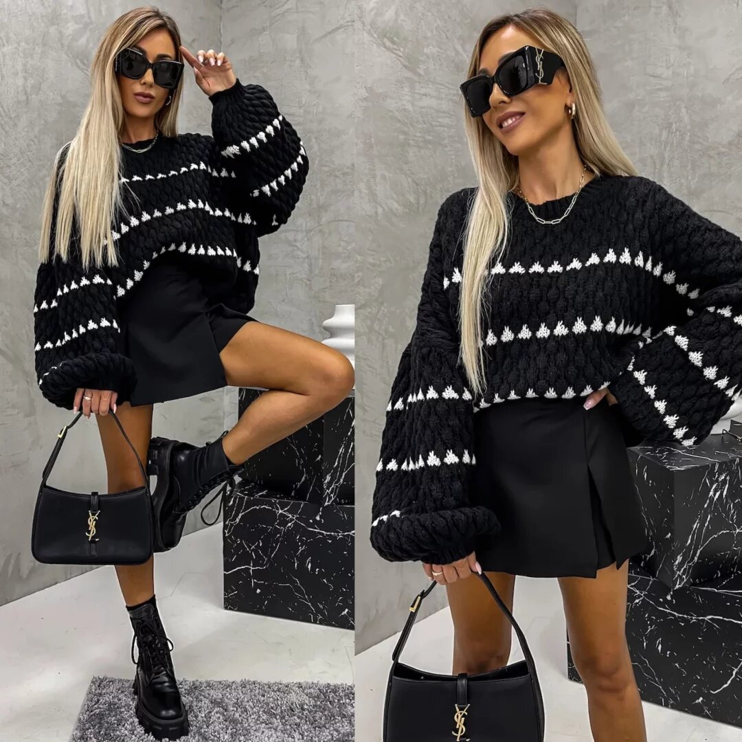 Zaida® | Black and white knitted sweater