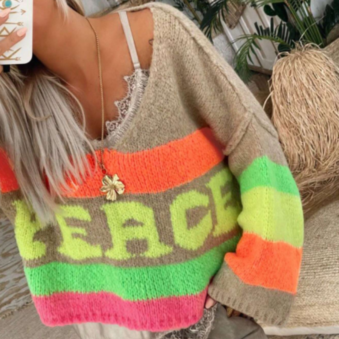 Wilhelmina® | Fluorescent Peace Knit Sweater