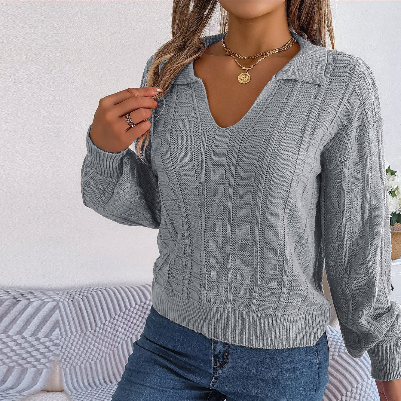 Zahara® | Knitted V-neck sweater