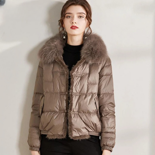 Yoselin® | Loose vintage parka with fur collar