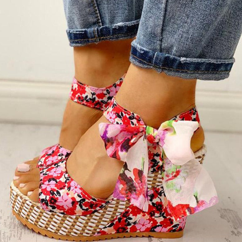 Ana® | Wedge sandals with a floral pattern