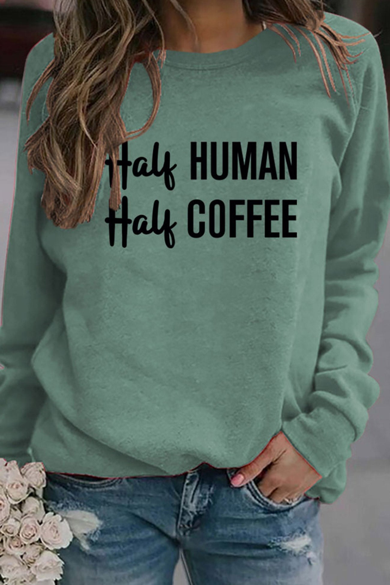 Verónica® | Half coffee, half human printed sweatshirt