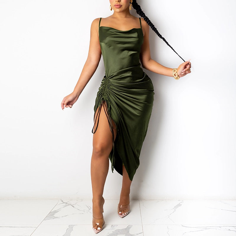 Zoraida® | Long, satin dress with ruffles