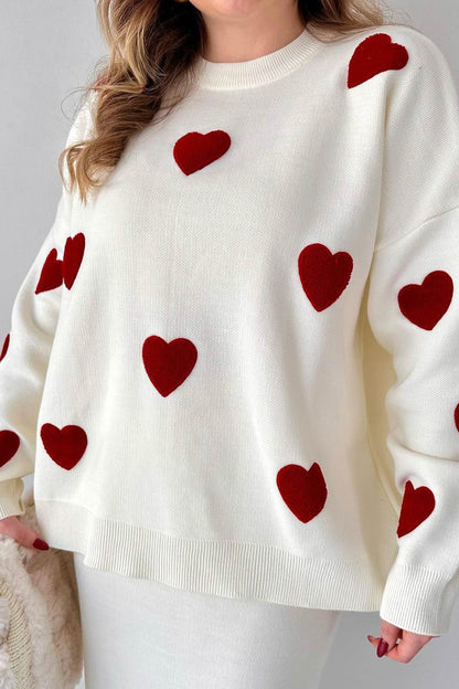 Nathalie® | Heart graphic sweater and midi skirt knit suits