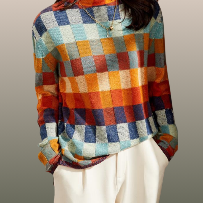 Agustina® | Patchwork turtleneck sweater women design