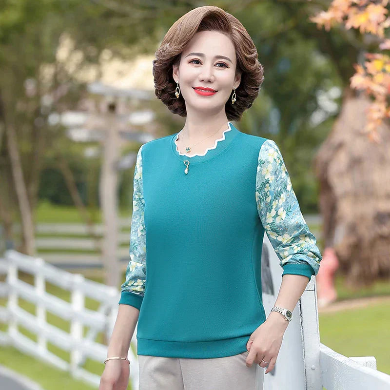 Tania® | Blouse spring style chiffon blouse with floral sleeves