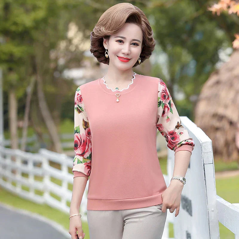 Tania® | Blouse spring style chiffon blouse with floral sleeves