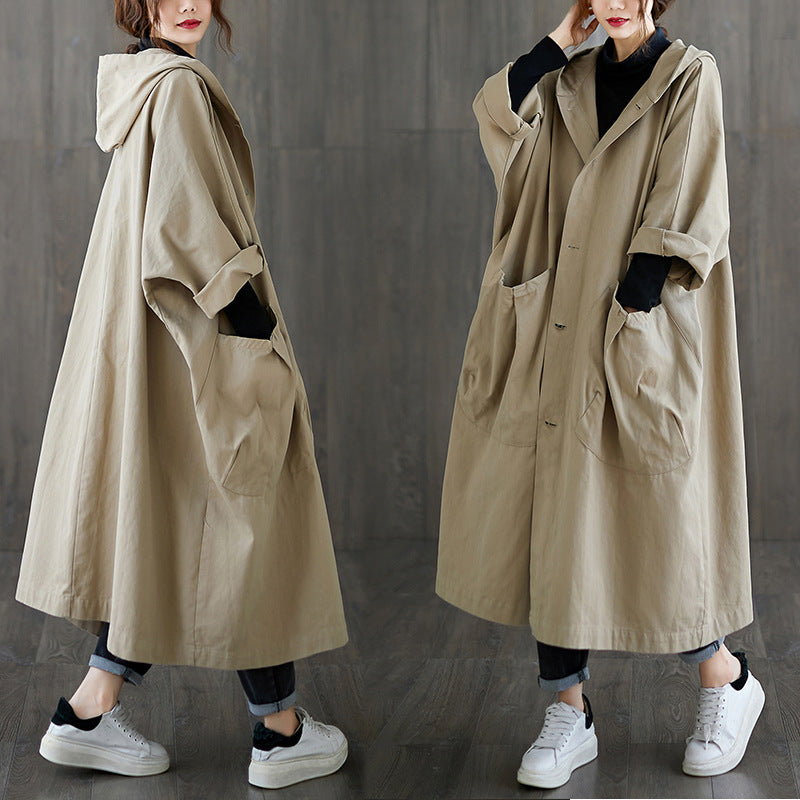 Verónica® | Casual long hooded trench coat for women