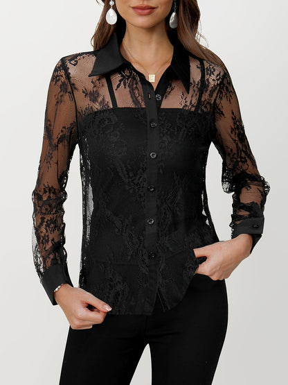 Teresa® | Elegant blouse with lace and button closure