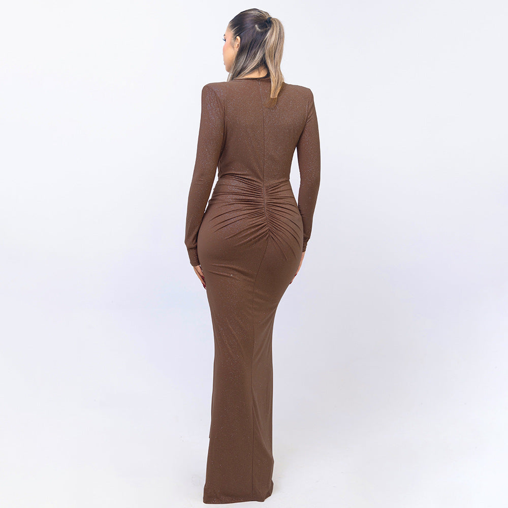 Vera® | Glittery V-neck maxi dress