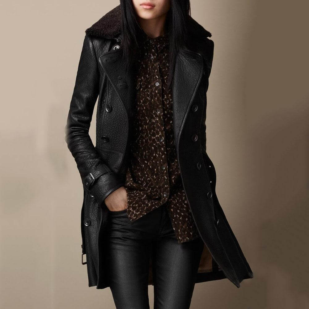 Viviana® | Warm leather coat for women