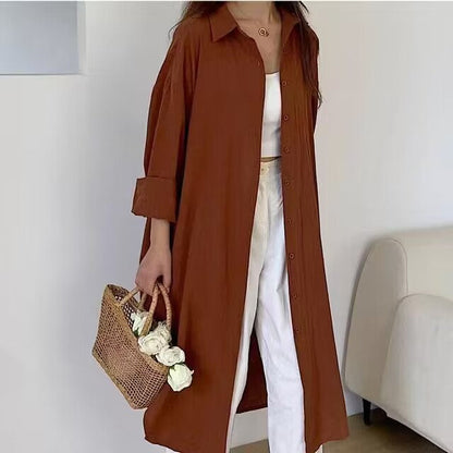 Thalia® | Long linen shirt dress