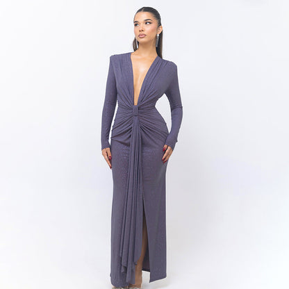 Vera® | Glittery V-neck maxi dress