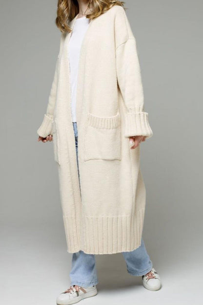 Tania® | Long open front cardigan with pockets