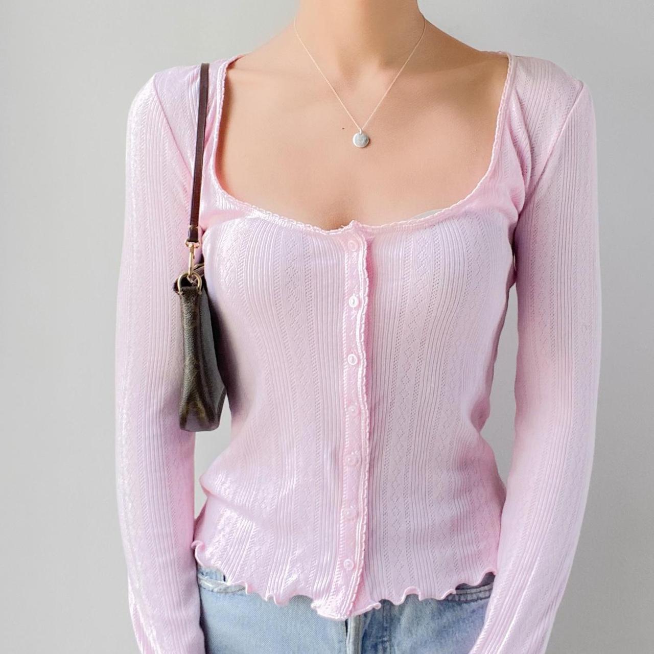 Zoraida® | Pink casual top with a square neckline