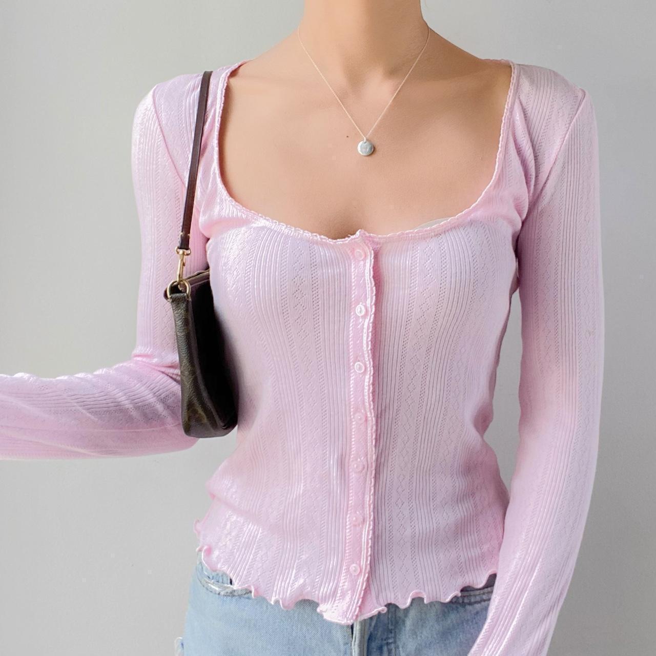 Zoraida® | Pink casual top with a square neckline