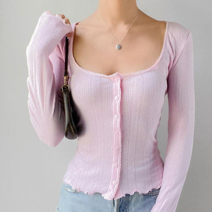 Zoraida® | Pink casual top with a square neckline