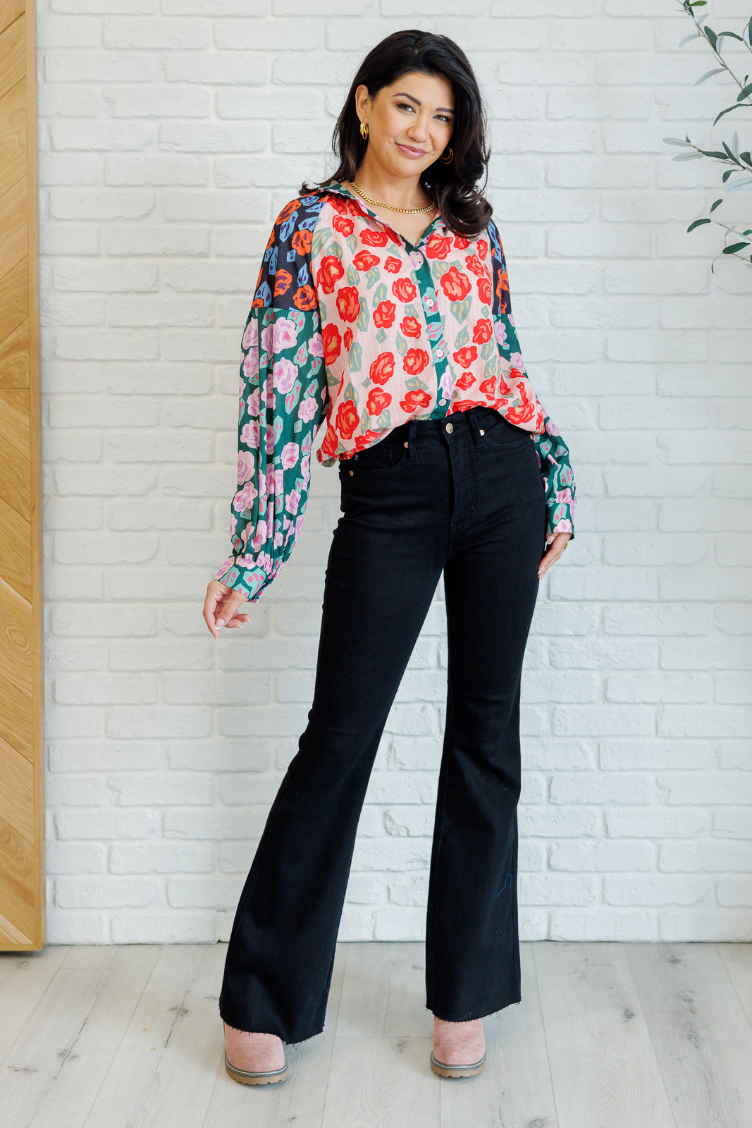 Zoraida® | Blouse with buttons and mixed print