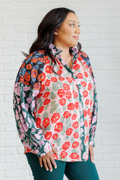 Zoraida® | Blouse with buttons and mixed print