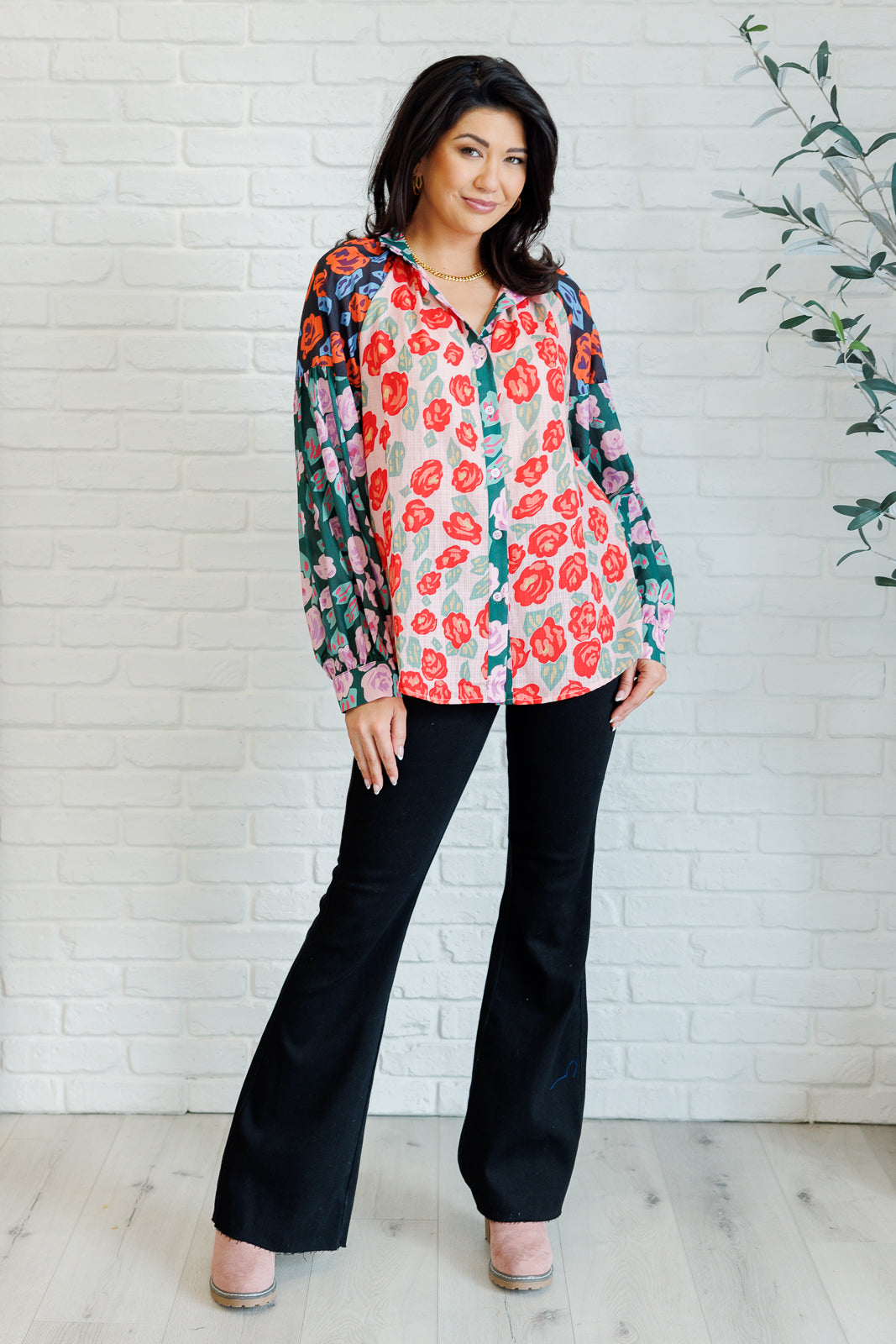 Zoraida® | Blouse with buttons and mixed print