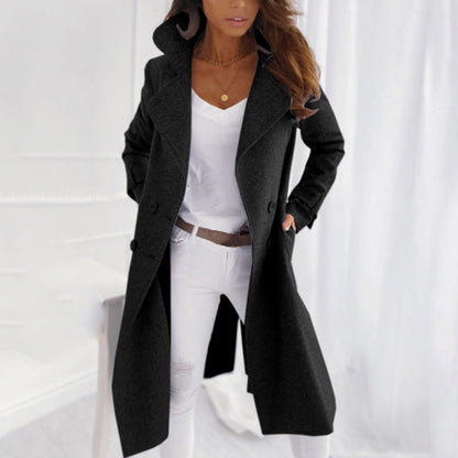 Yamila® | Stylish wool coat with a wide lapel collar