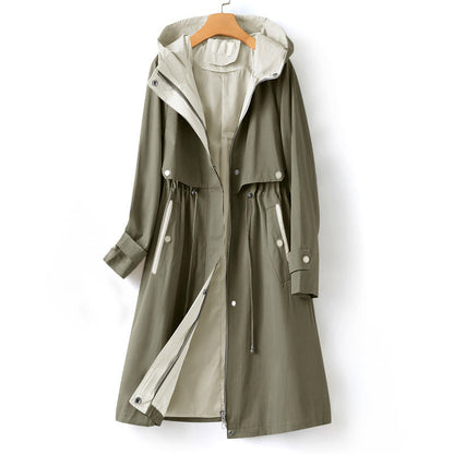 Zoe® | Trench coat with hood, drawstring and raglan sleeves