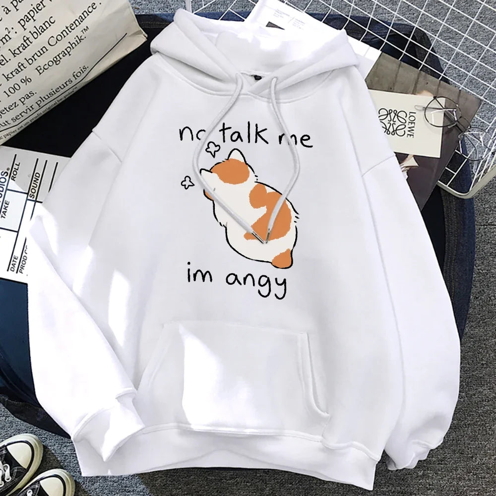 Petra® | Oversized cat print hooded sweatshirt for women