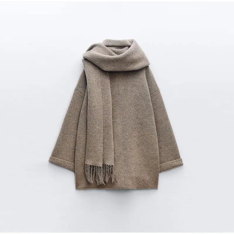 Rafaela® | Luxurious long winter coat with matching scarf for women