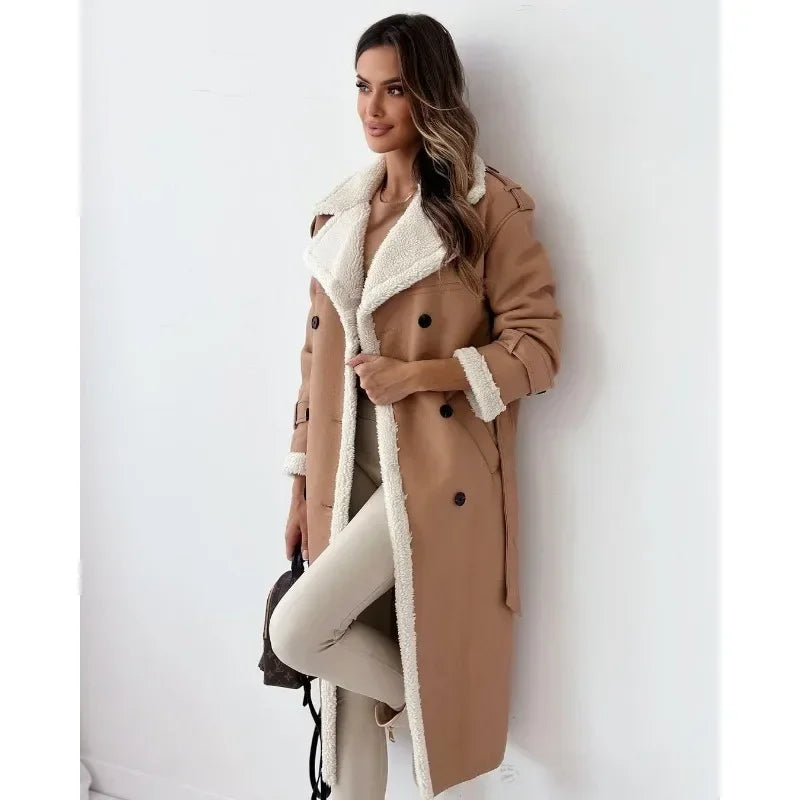 Nadia® | Stand-up collar and long sleeves wrap coat