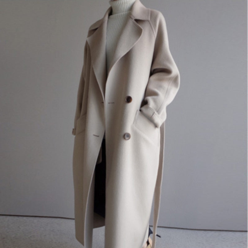 Zaida® | Long wool winter coat with gordel