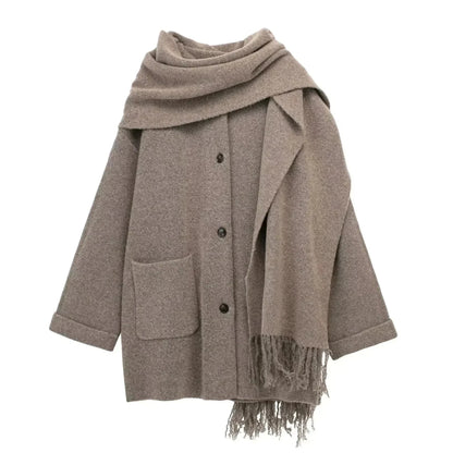 Rafaela® | Luxurious long winter coat with matching scarf for women