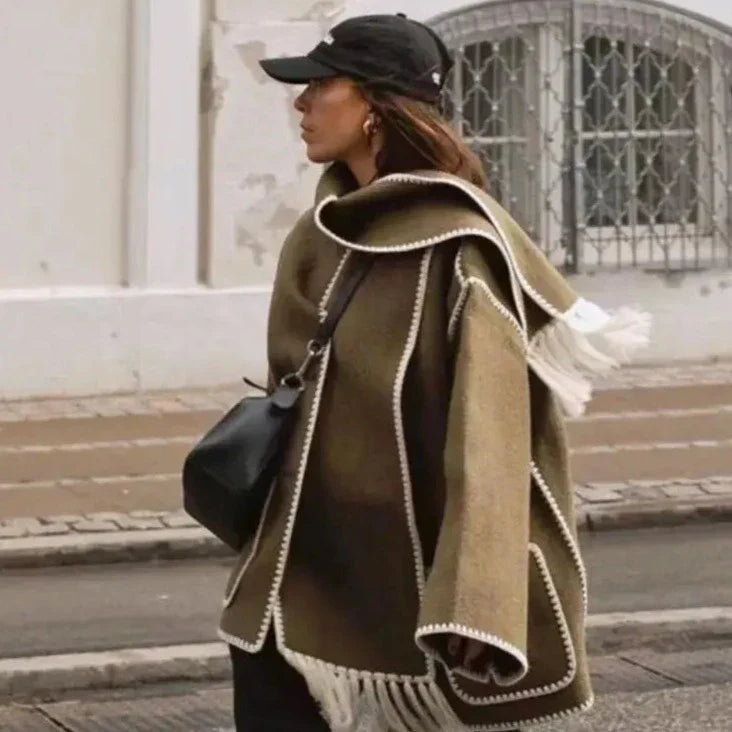 Ximena® | Pack an oversized wool coat with a matching embroidered scarf