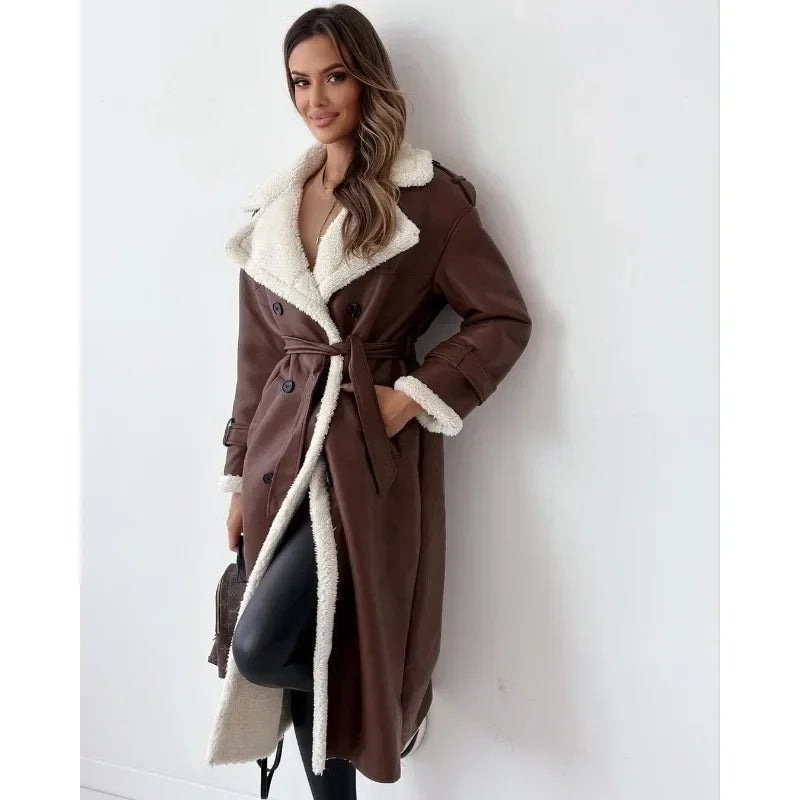 Nadia® | Stand-up collar and long sleeves wrap coat