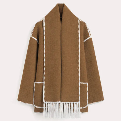 Ximena® | Pack an oversized wool coat with a matching embroidered scarf