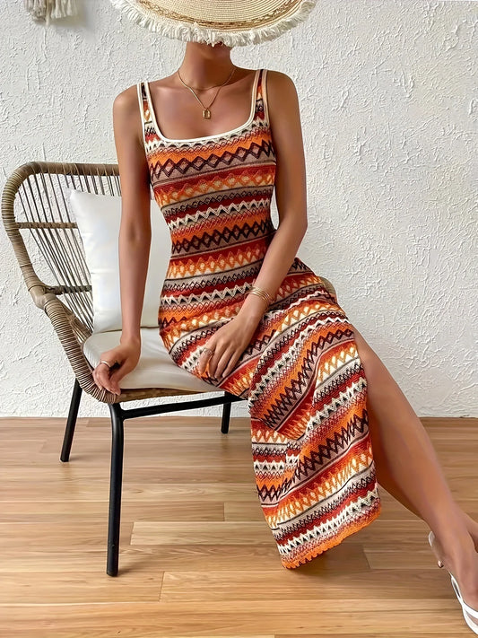 Zaida® | Modern geometric dress with fringes