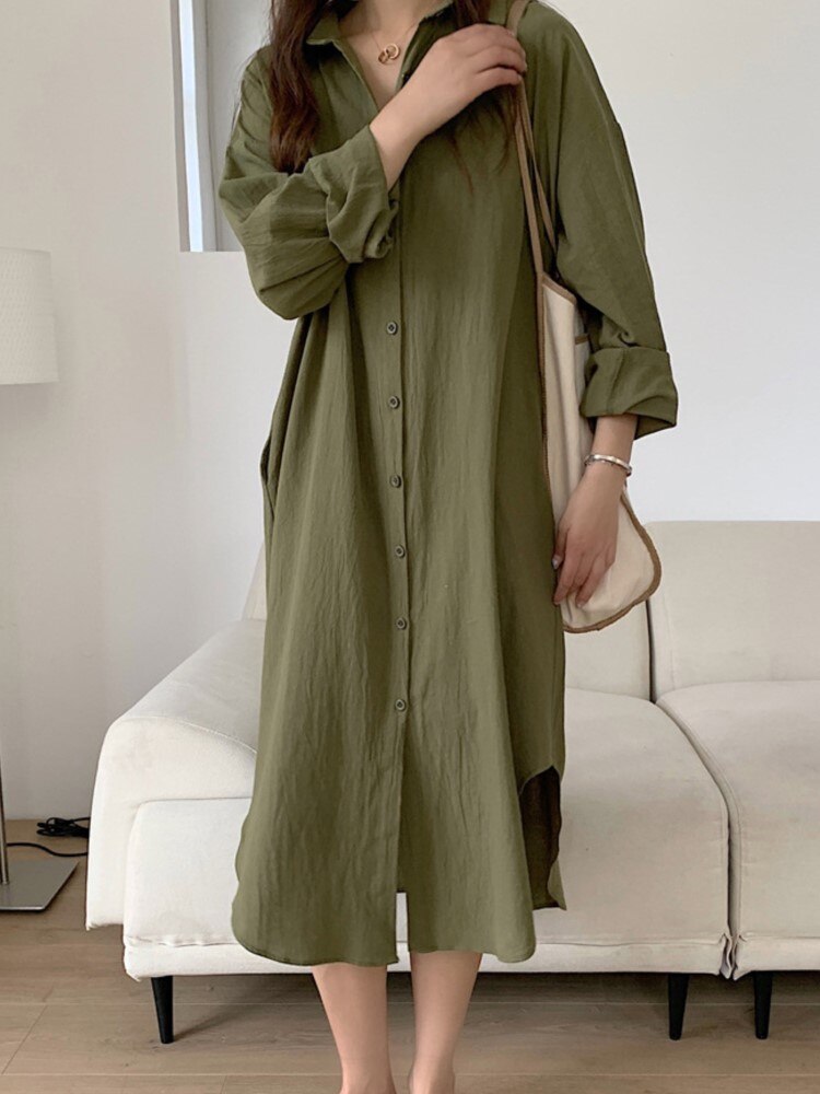 Thalia® | Long linen shirt dress