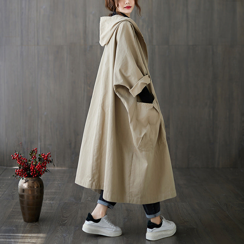 Verónica® | Casual long hooded trench coat for women