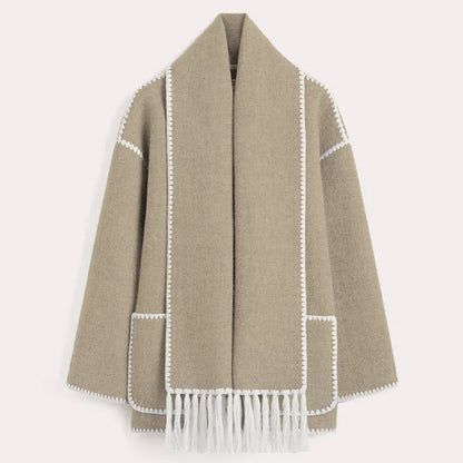 Ximena® | Pack an oversized wool coat with a matching embroidered scarf