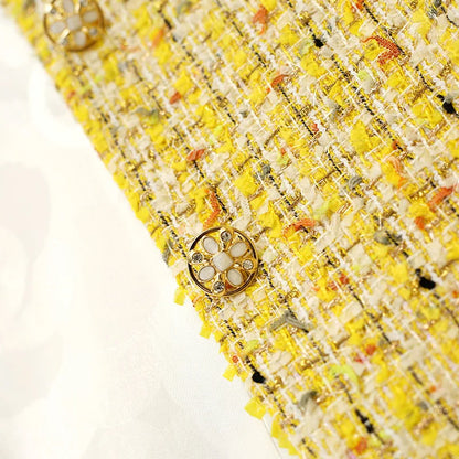 Amalia® | Luxurious yellow woven tweed coat