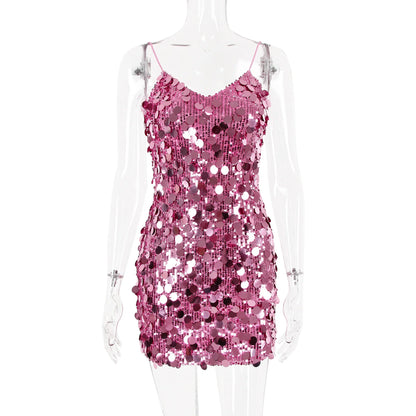 Penelope® | Mini dress with shiny sequins, pink, sleeveless