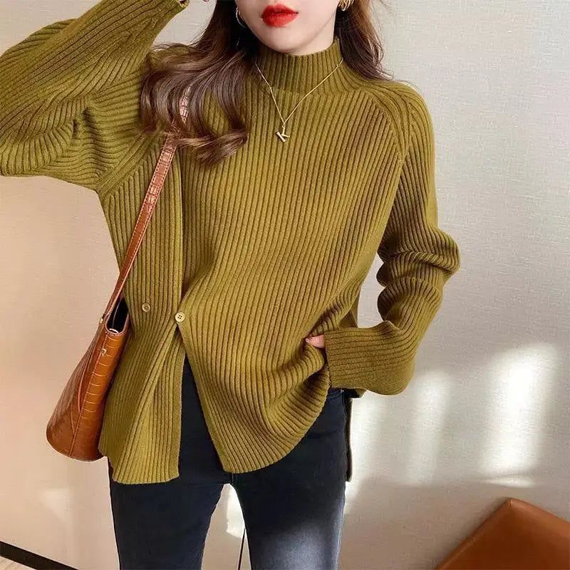 Teodora® | Loose knit turtleneck sweater for women