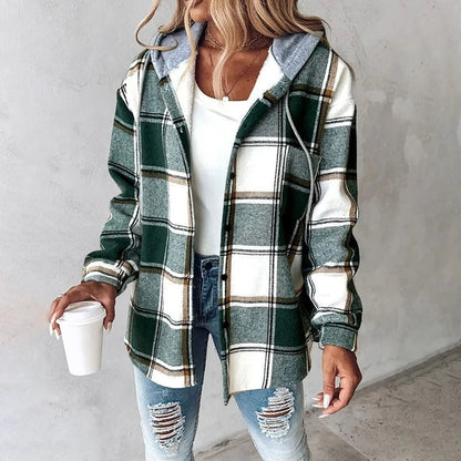 Tamara® | Checked hooded coat