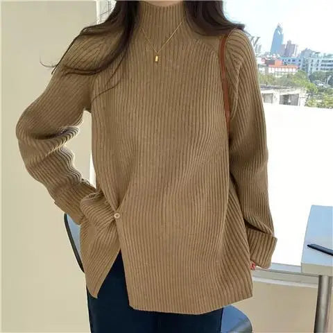 Teodora® | Loose knit turtleneck sweater for women