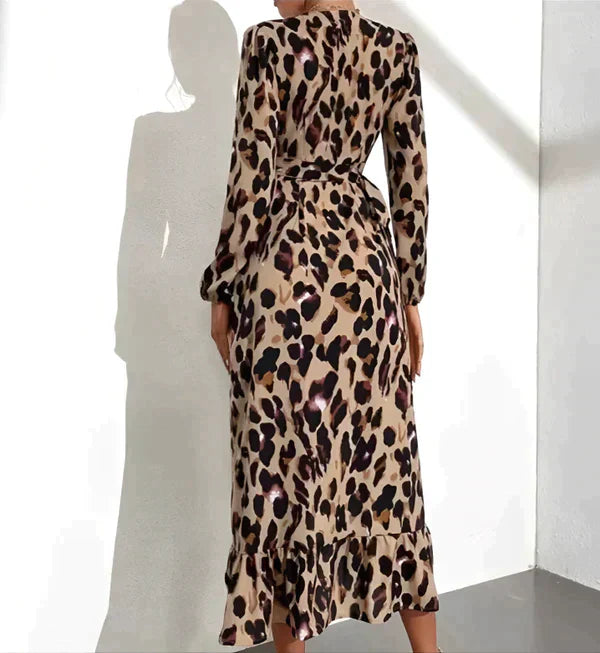 Zuleyka® | Leopard print V-neck dress