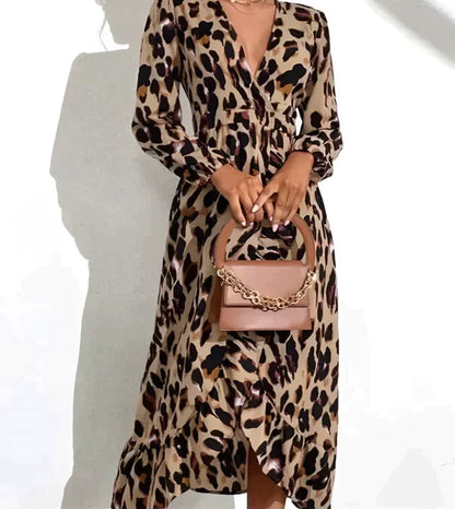 Zuleyka® | Leopard print V-neck dress