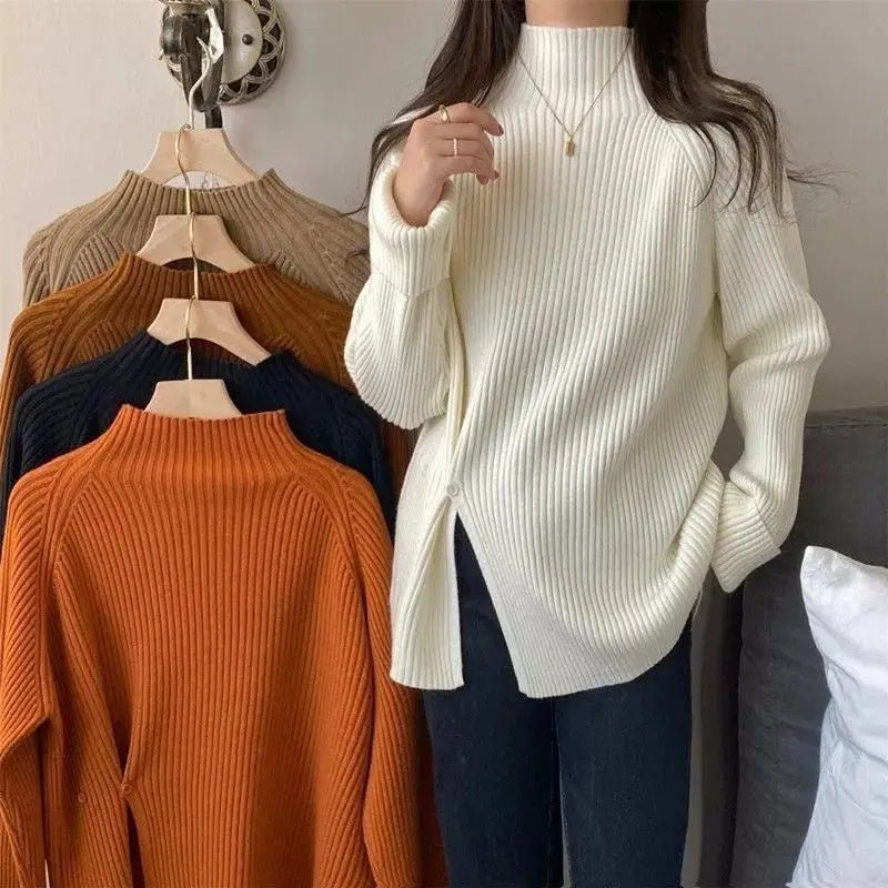 Teodora® | Loose knit turtleneck sweater for women